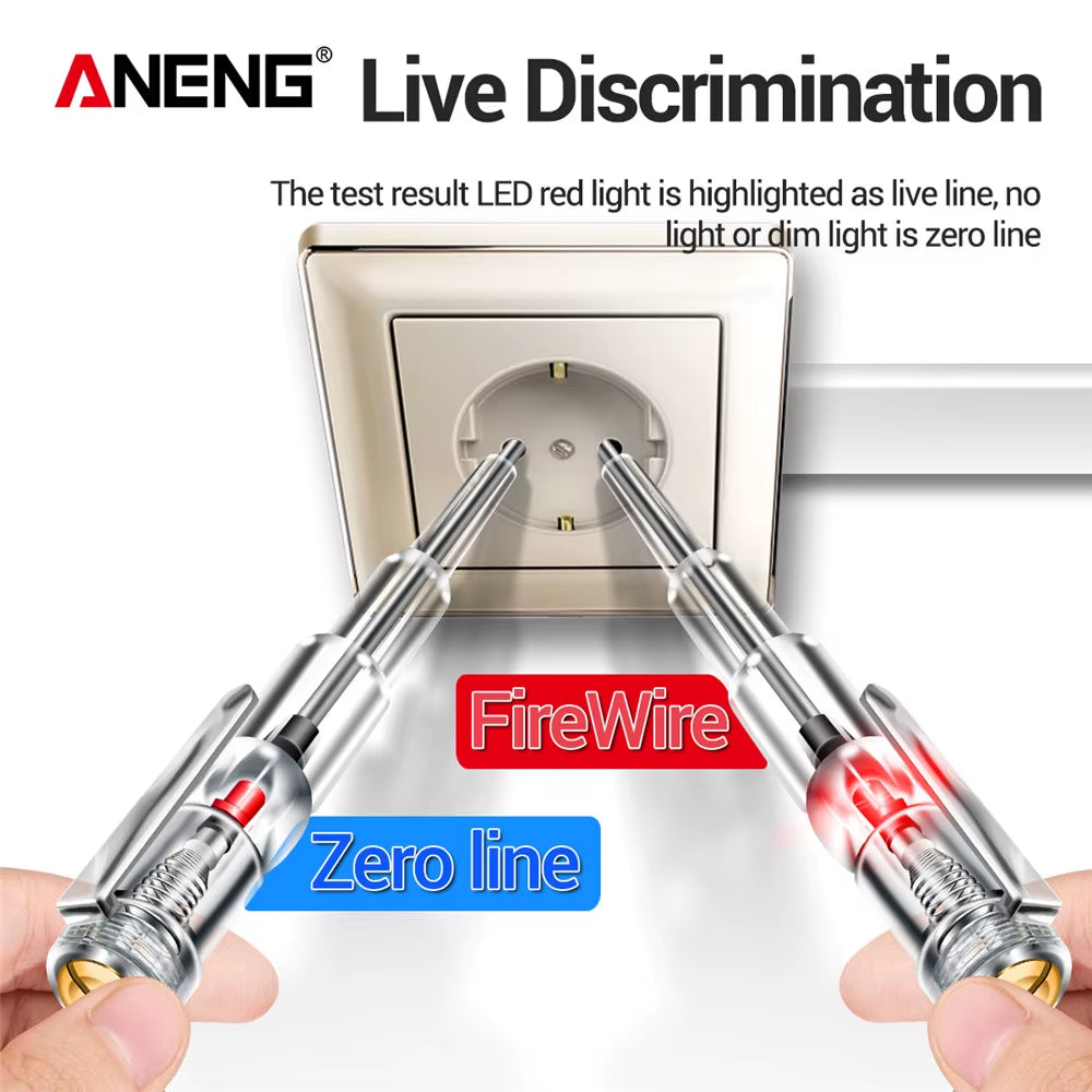 B09 Electrical Test Pen One Word Bit Screwdriver Non-Contact Induction Intelligent Voltage Indicator Light Tester Pen Tool